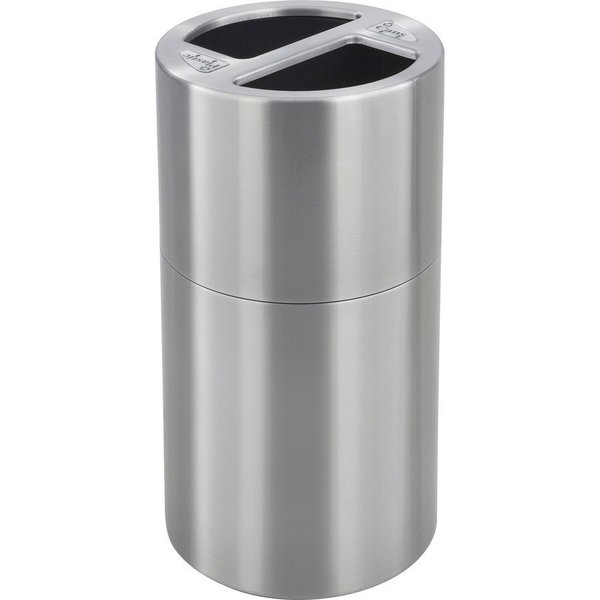 Safco 30 gal Dual Recycling Receptacle, Stainless Steel, Aluminum SAF9931SS